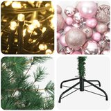  Umjetno božićno drvce s kuglicom 150 cm 150 LED lampica - 150 cm s LED-ima i ružičastim lopticama | shoptok.hr