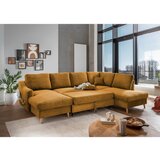 P & B SEDEŽNA GARNITURA, rebrasti žamet zlate barve | Shoptok.si