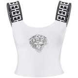 Ed Hardy Majice brez rokavov Tiger glow tape crop tank top white Bela Cene