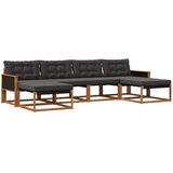 vidaXL Zunanja garnitura za sedenje z blazino 6 pcs Naravna in črna, (5000273452) | Shoptok.si