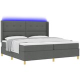  Krevet s opruga kutije s LED trakama Siva 200 x 200 cm tkanina | shoptok.hr