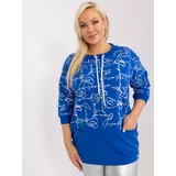 Fashionhunters Women's cobalt plus size blouse with pockets