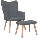  The Living Store Stol za sproščanje s stolčkom temno sivo blago - Stol Za Sproščanje, (21454989) Cene