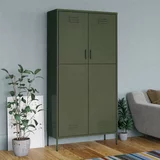  Garderobna omara olivno zelena 90x50x180 cm jeklo, (20704948)