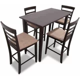 vidaXL Rjava lesena barska miza in 4 barski stoli