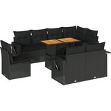 Maison Chic Seti vrtnega pohištva - Vrtna garnitura - Vrtni pohištvo set 9-delna z blazinami črn poli ratan, (21797986) | Shoptok.si
