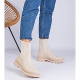 Gemre Beige ankle boots with fabric upper Kalvaria | Shoptok.si