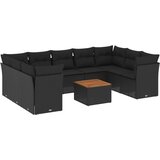  10-dijelni set vrtnih sofa s jastucima crni od poliratana | shoptok.hr