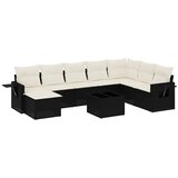  9-dijelni set vrtnih sofa s jastucima crni od poliratana | shoptok.hr