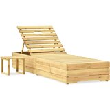 vidaXL Ležalnik z mizico zelena impregnirana borovina, (20661232) | Shoptok.si
