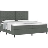 vidaXL Kutna opružna postelja s madracem Tamno siva 200x200 cm Tkanina | shoptok.hr