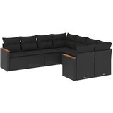 Maison Chic Seti vrtnega pohištva - Vrtna garnitura - Vrtni pohištvo set 8-delna z blazinami črn poli ratan, (21798898) | Shoptok.si