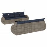 vidaXL Vrtni set od 9 dijelova s jastucima sivi poliratan - Siva i plava 1 | shoptok.hr
