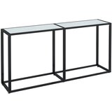 Maison Chic konzolna miza - miza ob steni beli marmor 160x35x75,5 cm kaljeno steklo, (21786266) Cene