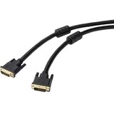 Renkforce DVI priključni kabel 5.00 m RF-4695146 dvostruko zaštićen, s feritnom jezgrom, pozlaćeni kontakti crna [1x muški konektor dvi, 24 + 1 pol - 1x muški konektor dv | Eponuda.ba