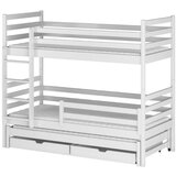 Molarem Home Drveni dječji krevet na kat Luk s tri kreveta i ladicom - bijeli - 180x80 cm - Madrac PE pjena 8 cm-spužvasti madrac | shoptok.hr