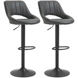  Set od 2 barske stolice izgled kože okretne podesiva visina oslonac za noge metalni okvir 47 x 52 x 87-109 cm siva u