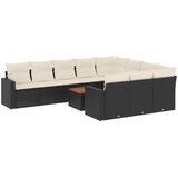  11-dijelni set vrtnih sofa od poliratana s jastucima crni Crna 66 x 62 x 69 cm | shoptok.hr