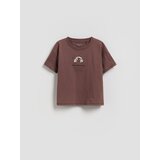 Reserved Pamučna majica s printom - tamnoljubičasto | shoptok.hr