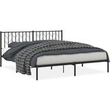 Maison Chic Kovinski Posteljni okvir - Dvoposteljna postelja - Zakonska postelja z vzglavjem črn 183x213 cm, (21693309) | Shoptok.si