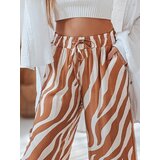 DStreet Spodnie damskie wide leg w paski ZEBRAVIBE beżowo-kamelowe | Shoptok.si