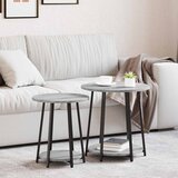  Set pomoćnih stolića s policom 2 pcs Siva Sonoma i crna | shoptok.hr