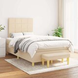 vidaXL Box spring postelja z vzmetnico krem 120x190 cm blago, (21112402) | Shoptok.si