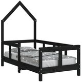 The Living Store Otroški posteljni okvir črn 70x140 cm trdna borovina - Otroški Posteljni Okvir, (21625279) | Shoptok.si