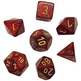 Chessex kockice - glitter mini - polyhedral - ruby red & gold (7) Cene