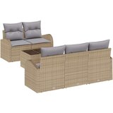  6-delni vrtni sedežni set z blazinami bež poli ratan, (22092275) | Shoptok.si