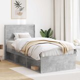  Krevetna konstrukcija s pohranom i uzglavljem Betonska siva 100 x 200 cm | Shoptok.si