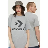 Converse Bombažna kratka majica siva barva
