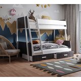 Molarem Home Drveni dječji krevet na kat Moritz s dvije ladice - wenge - bijeli - 90/120x200 cm - Bez madraca | shoptok.hr