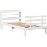  Posteljni okvir z vzglavjem bel 75x190 cm trdna borovina, (21311122) | Shoptok.si