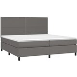  s oprugama i madracem sivi 200x200 cm od umjetne kože | shoptok.hr