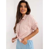 Fashion Hunters Light pink oversize summer shirt with 3/4 sleeves