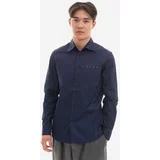 Marni Pamučna košulja za muškarce, boja: tamno plava, regular, s klasičnim ovratnikom, CUMU0203P1.USCT88-L1B80