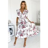 numoco basic Midi dress with ruffle, neckline and tie Numoco | ePonuda.com