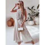 DStreet Spodnie damskie wide leg z paskiem SUMMERLINE beżowe | shoptok.hr