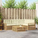  Set vanjskih sofa 5 kom. Bijela i krem Poliester | shoptok.hr