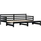 vidaXL Izvlečna dnevna postelja črna 90x200 cm trdna borovina | Shoptok.si