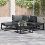 vidaXL Vrtna sedežna garnitura 4 pcs Črna 211,5 x 141,5 x 71 cm | Shoptok.si
