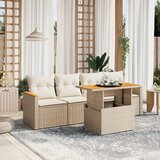  The Living Store Vrtna sedežna garnitura 5-delna z blazinami bež poli ratan - Vrtna Sedežna Garniture, (21473015) Cene