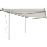 vidaXL Ročno zložljiva tenda s stebrički 4,5x3,5 m krem Cene