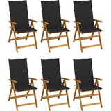  Sklopive stolice 6 kom s jastucima od punog bagremovog drveta Crna 120 x 50 x 3 cm | shoptok.hr