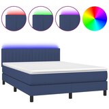  Krevet box spring s madracem LED plavi 140x200 cm od tkanine | shoptok.hr