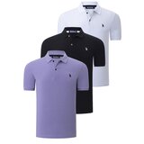 Dewberry TRIPLE SET T8561 MENS T-SHIRT-BLACK-WHITE-LILAC Cijene