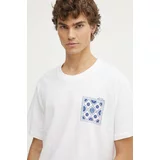Les Deux Kratka majica s primesjo lanu bela barva, LDM101176
