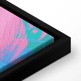  Slika - Pink Flamingo - Abstract Flamingo Against Palms and Ice Cubes 60x90 U crnom drvenom okviru | shoptok.hr