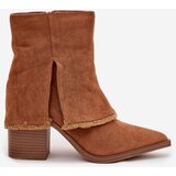 Boto women's ankle boots on heel with rolled shaft camel idalia | ePonuda.com